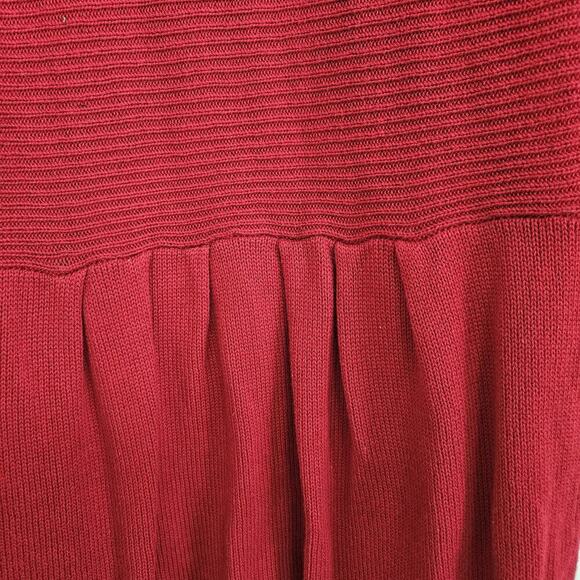 ND New Direction Red Tunic Open Front Sweater Size PL Petite Pleated Buttons - Picture 6 of 9